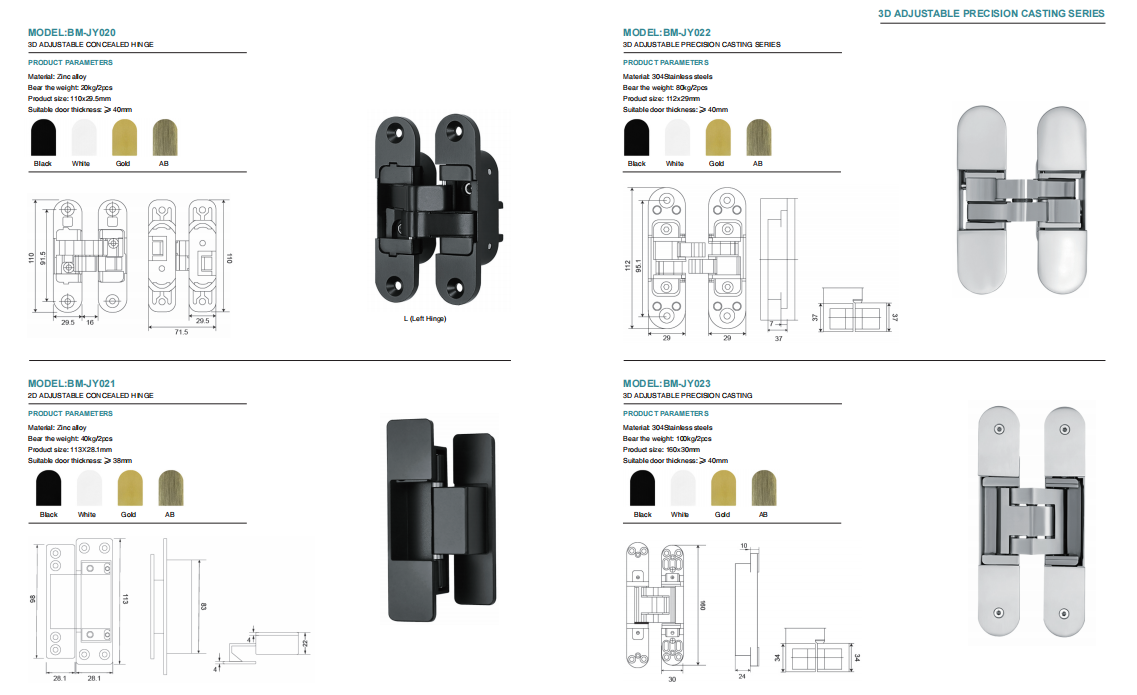 ZHUTAO Invisible and Hydraulic Hinge Catalog Series