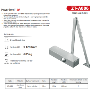 ZT-A006 Series Door Closer: Professional Aluminum Alloy Door Control Solution for Global Buyers